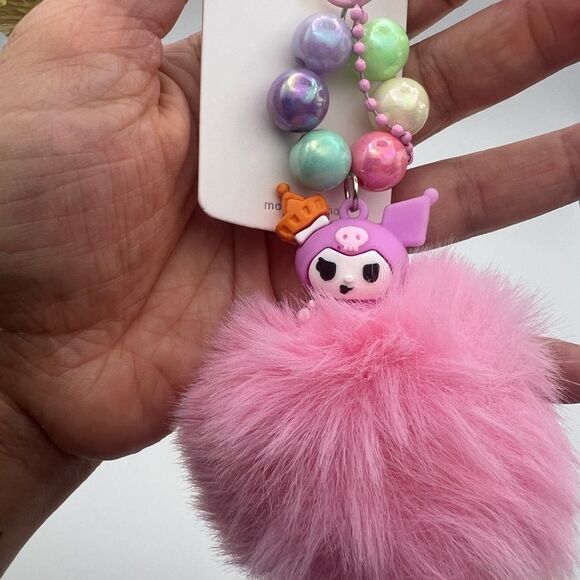 Pink Fluffy keychain or bag charm - Picture 3 of 3
